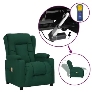 Comparateur de prix : vidaXL Vidaxl Fauteuil Releveur Inclinable De Massage Vert Foncé Tissu
