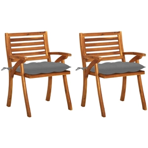 vidaXL Chaises à dîner de jardin avec coussins 3 pcs Acacia massif pas cher