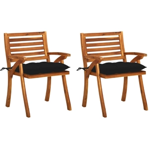 vidaXL Chaises à dîner de jardin avec coussins 3 pcs Acacia massif pas cher