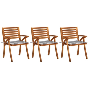 vidaXL Chaises à dîner de jardin avec coussins 3 pcs Acacia massif pas cher