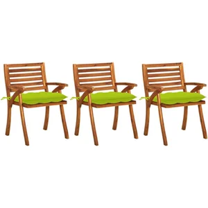 vidaXL Chaises à dîner de jardin avec coussins 3 pcs Acacia massif pas cher