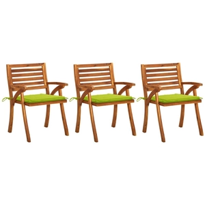 vidaXL Chaises à dîner de jardin avec coussins 3 pcs Acacia massif pas cher