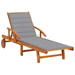 vidaXL Chaise longue de jardin avec coussin Bois d'acacia solide pas cher