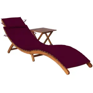 vidaXL Chaise longue de jardin avec table et coussin Bois d'acacia pas cher