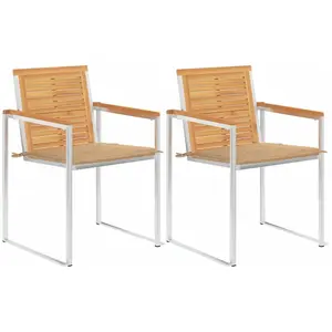 Comparateur de prix : vidaXL Chaises de jardin avec coussins 2 pcs Teck solide et acier