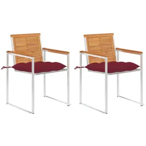 vidaXL Vidaxl Chaises De Jardin Avec Coussins 2 Pcs Acacia Solide Et Acier pas cher