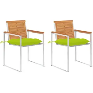 vidaXL Vidaxl Chaises De Jardin Avec Coussins 2 Pcs Acacia Solide Et Acier pas cher