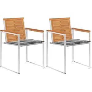 vidaXL Vidaxl Chaises De Jardin Avec Coussins Lot De 2 Acacia Solide Et Acier pas cher