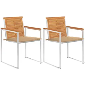 vidaXL Vidaxl Chaises De Jardin Avec Coussins 2 Pcs Acacia Solide Et Acier pas cher