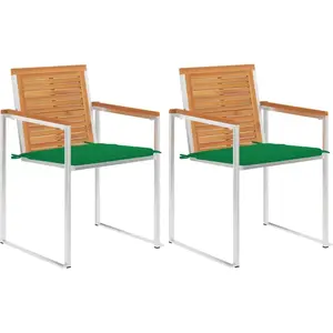 vidaXL Chaises de jardin avec coussins lot de 2 Acacia solide et acier pas cher
