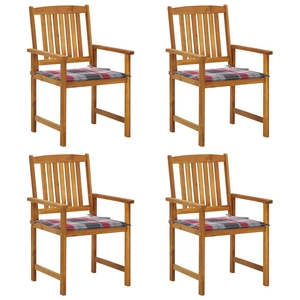 vidaXL Chaises de jardin avec coussins 4 pcs Bois d'acacia massif pas cher