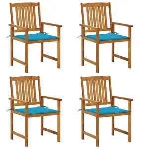vidaXL Chaises de jardin avec coussins 4 pcs Bois d'acacia massif pas cher