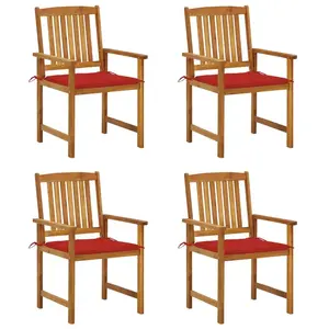 vidaXL Chaises de jardin avec coussins 4 pcs Bois d'acacia massif pas cher