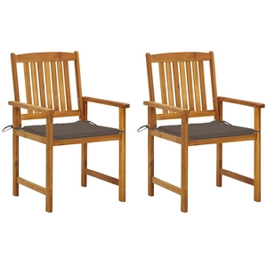 vidaXL Chaises de jardin avec coussins 2 pcs Bois d'acacia massif pas cher