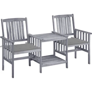vidaXL Chaises de jardin avec table à thé et coussins Acacia solide pas cher