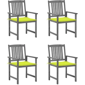 vidaXL Chaises de jardin avec coussins 4 pcs Gris Bois d'acacia massif pas cher