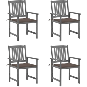 vidaXL Chaises de jardin avec coussins 4 pcs Gris Bois d'acacia massif pas cher