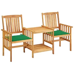 vidaXL Chaises de jardin avec table à thé et coussins Acacia solide pas cher