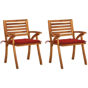 vidaXL Chaises à dîner de jardin avec coussins 3 pcs Acacia massif pas cher