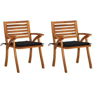 vidaXL Chaises à dîner de jardin avec coussins 3 pcs Acacia massif pas cher