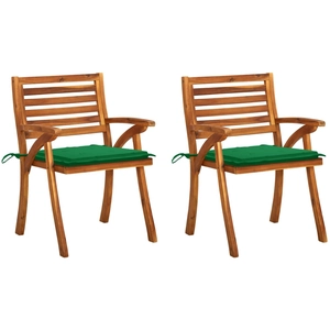 vidaXL Chaises à dîner de jardin avec coussins 3 pcs Acacia massif pas cher