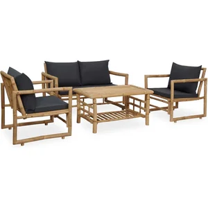 vidaXL Salon de jardin 4 pcs avec coussins Bambou pas cher