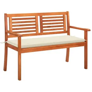 vidaXL Banc de jardin 2 places avec coussin 120 cm Bois d'eucalyptus pas cher