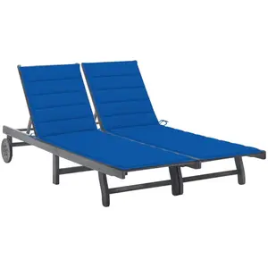 vidaXL Chaise longue de jardin 2 places avec coussin Gris Acacia pas cher