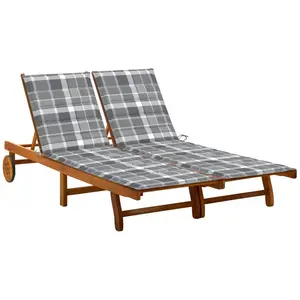 vidaXL Chaise longue de jardin 2 places avec coussins Acacia solide pas cher