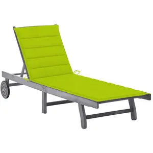 vidaXL Chaise longue de jardin avec coussin Gris Bois d'acacia solide pas cher