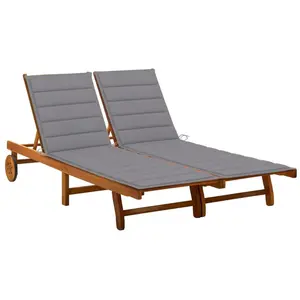 vidaXL Chaise longue de jardin 2 places avec coussins Acacia solide pas cher