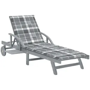 vidaXL Chaise longue de jardin avec coussin Bois d'acacia solide pas cher