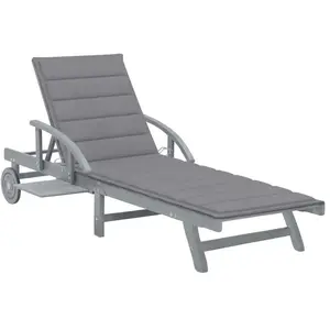 vidaXL Chaise longue de jardin avec coussin Bois d'acacia solide pas cher