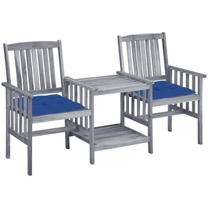 vidaXL Chaises de jardin avec table à thé et coussins Acacia solide pas cher