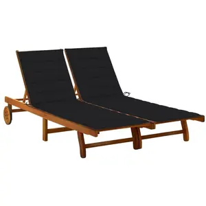 vidaXL Chaise longue de jardin 2 places avec coussins Acacia solide pas cher