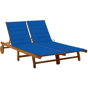vidaXL Chaise longue de jardin 2 places avec coussins Acacia solide pas cher