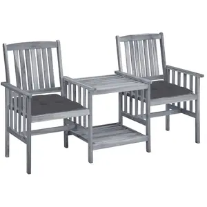 vidaXL Chaises de jardin avec table à thé et coussins Acacia solide pas cher