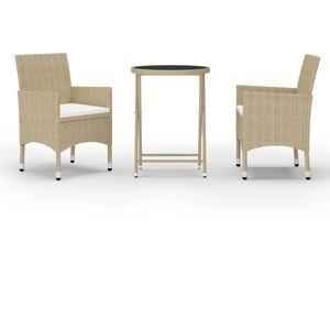 vidaXL Ensemble de bistro 5 pcs Résine tressée et verre trempé Beige pas cher