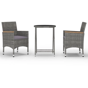 vidaXL Ensemble de bistro 5 pcs Résine tressée et verre trempé Gris pas cher