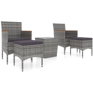 vidaXL Ensemble de bistro 3 pcs Résine tressée et verre trempé Gris pas cher