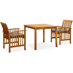 vidaXL Mobilier à dîner de jardin 3 pcs et coussins Acacia solide pas cher
