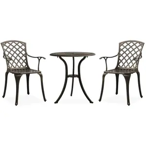 vidaXL Ensemble de bistro 3 pcs Aluminium coulé Bronze pas cher