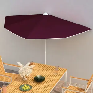Comparateur de prix : vidaXL Demi-parasol de jardin avec mât 180x90 cm rouge bordeaux