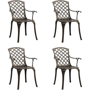 vidaXL Chaises de jardin 4 pcs Aluminium coulé Bronze pas cher