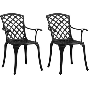 vidaXL Chaises de jardin lot de 2 Aluminium coulé Noir pas cher