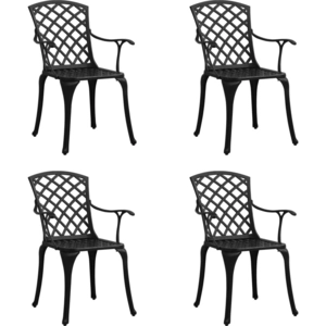 vidaXL Chaises de jardin 4 pcs Aluminium coulé Noir pas cher