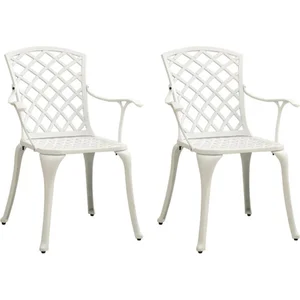 vidaXL Chaises de jardin 2 pcs Aluminium coulé Blanc pas cher