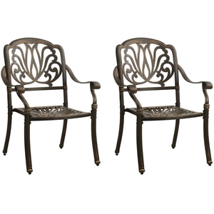vidaXL Chaises de jardin 2 pcs Aluminium coulé Bronze pas cher