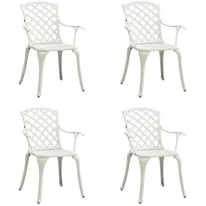 vidaXL Chaises de jardin 4 pcs Aluminium coulé Blanc pas cher