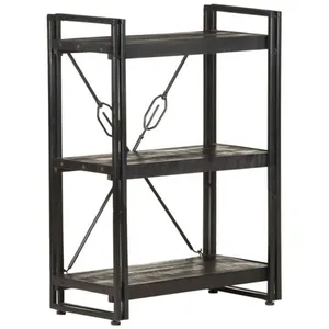 Comparateur de prix : vidaXL Bibliothèque à 3 niveaux Noir 60x30x80 cm Bois de manguier